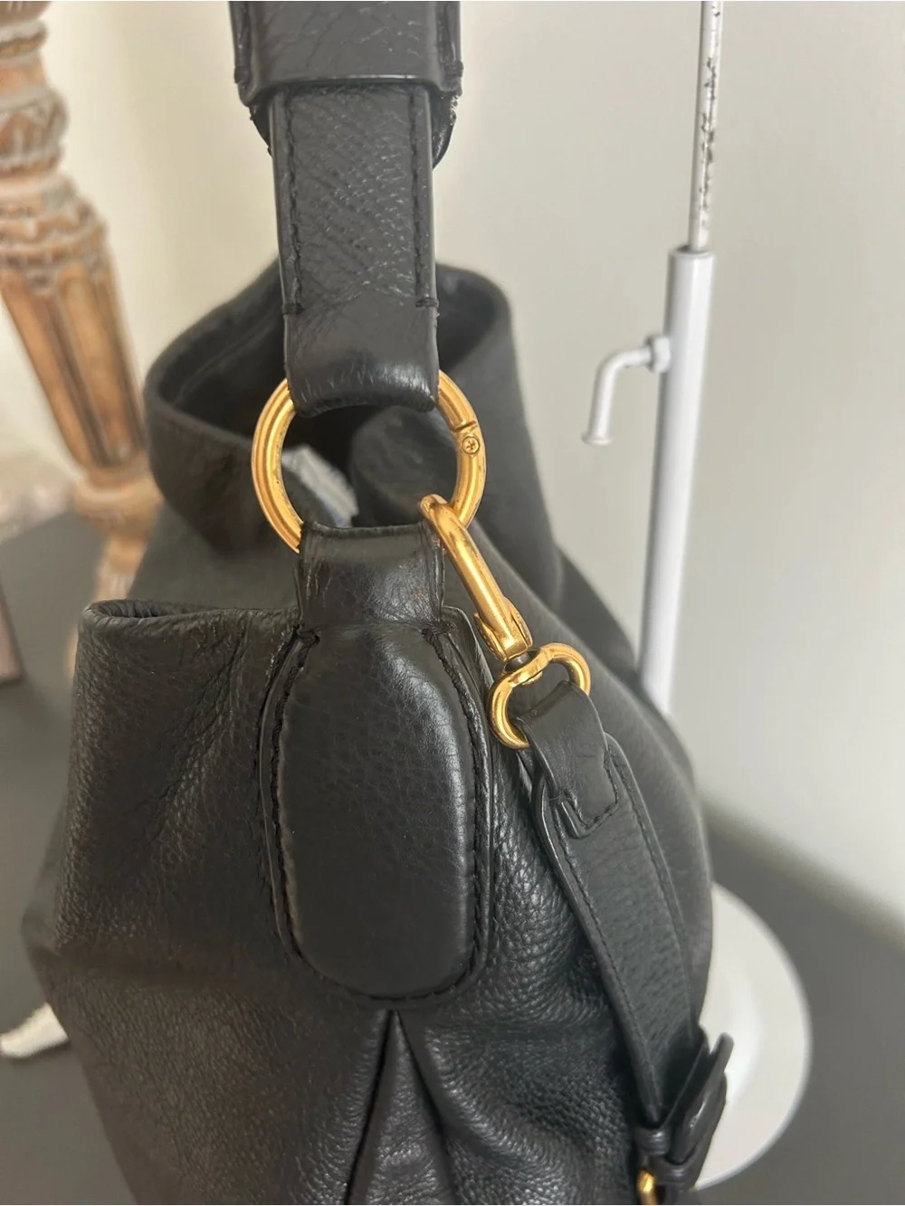 Marc Jacobs Black pebble Leather Hobo Crossbody Bag Large Shoulder bag